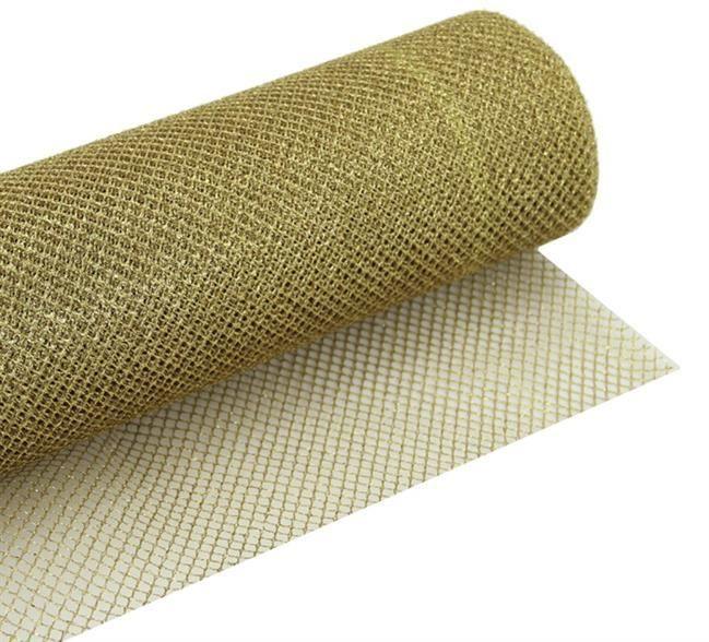 Gold Deko Tül mit Glitzer, 1m - Tortendekoshop