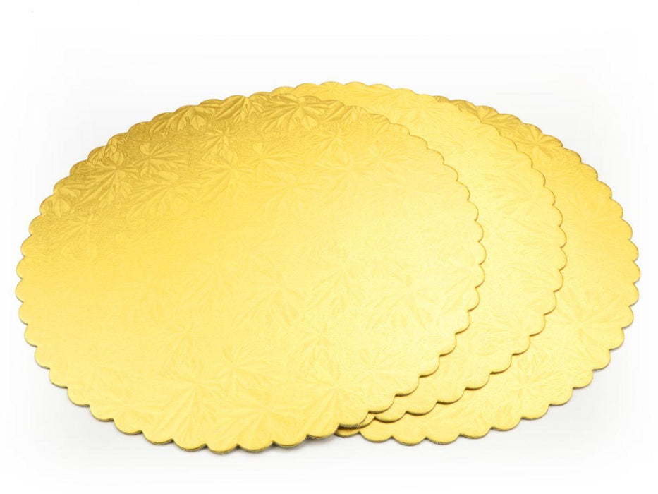 Gold mit Prägung Cakeboard Rund, 28cm, 3Stk - Tortendekoshop