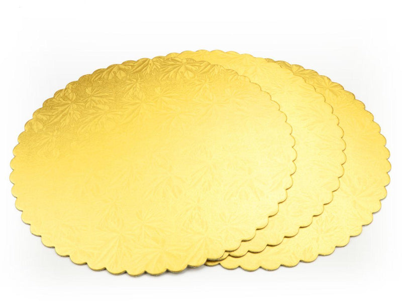 Gold mit Prägung Tortenunterlage Rund, 30cm - Tortendekoshop