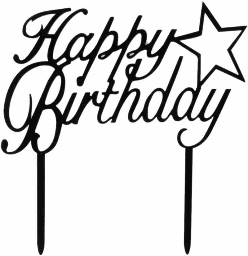 Happy  Birthday Cake Topper, Schwarz - Tortendekoshop