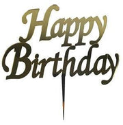 Happy Birthday Gold Cake Topper, Glas - Tortendekoshop