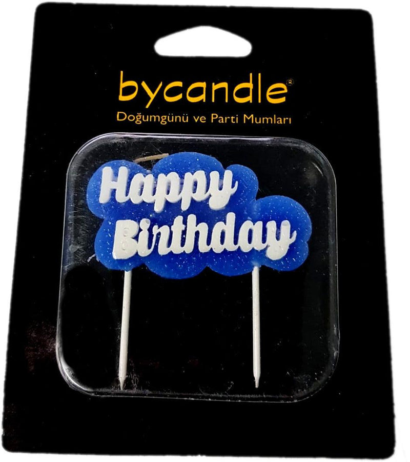 Happy Birthday Kerze, blau - Tortendekoshop