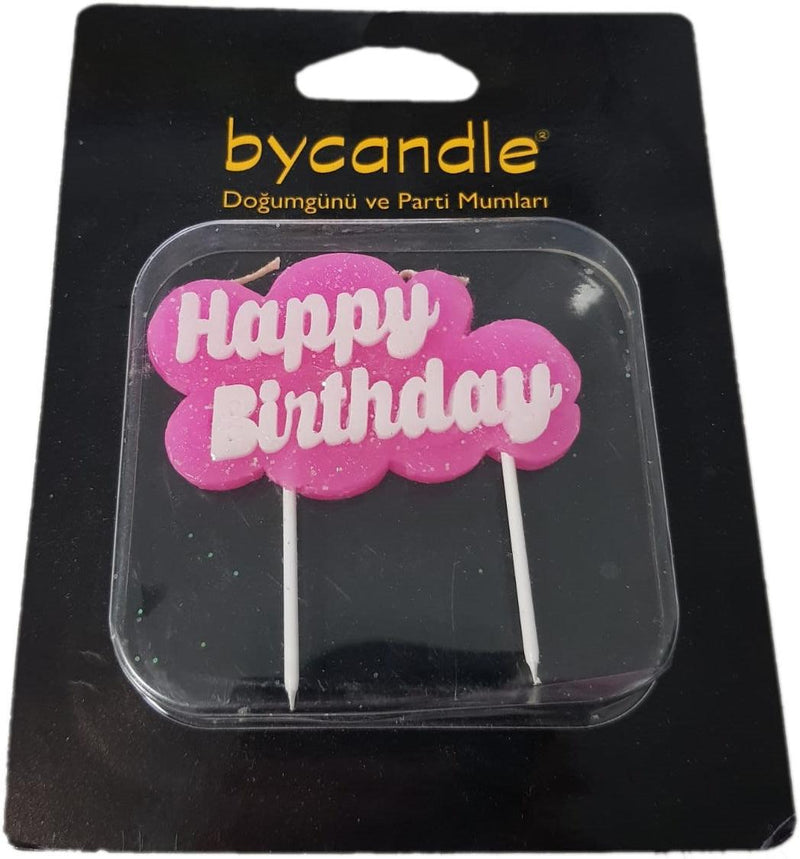 Happy Birthday Kerze, pink - Tortendekoshop