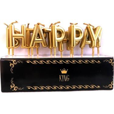 Happy Birthday Kerzen, Gold - Tortendekoshop