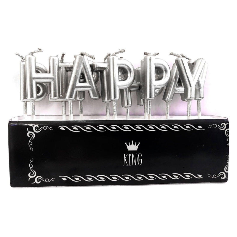 Happy Birthday Kerzen , Silber - Tortendekoshop