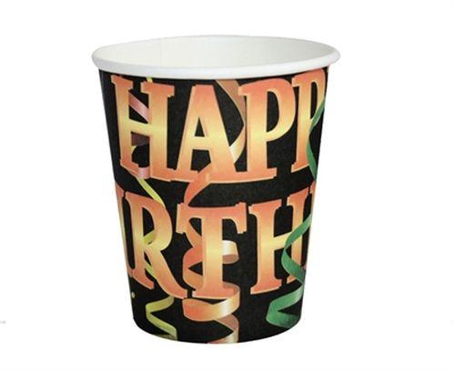 Happy Birthday Pappbecher schwarz - Tortendekoshop