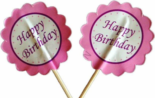 Happy Birthday rosa Deko Kuchen Topper, Cupcake Picks - Tortendekoshop