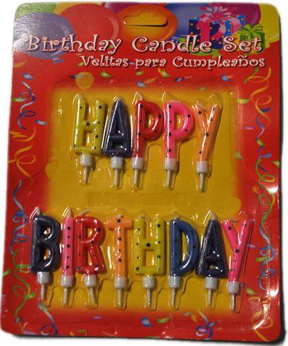 Happy Birthday Schreiben Kerzen Set gross - Tortendekoshop
