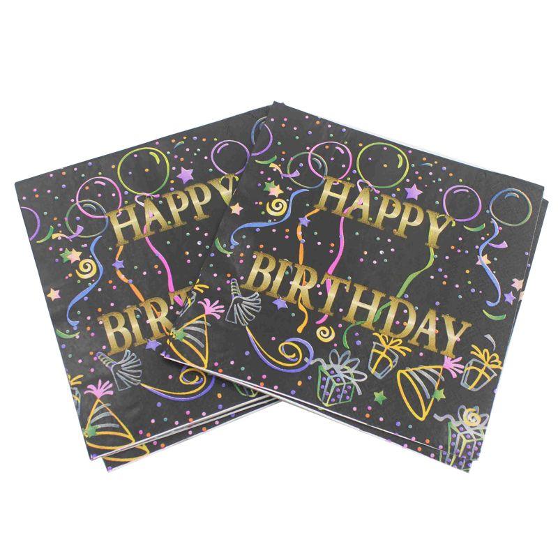 Happy Birthday Servietten schwarz - Tortendekoshop