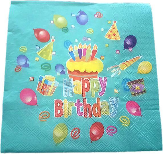 Happy Birthday Servietten turkis - Tortendekoshop