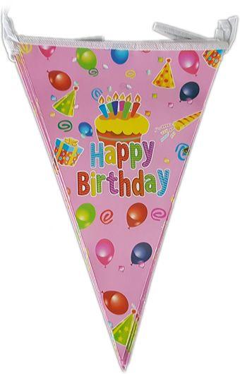 Happy Birthday Wimpelkette pink - Tortendekoshop