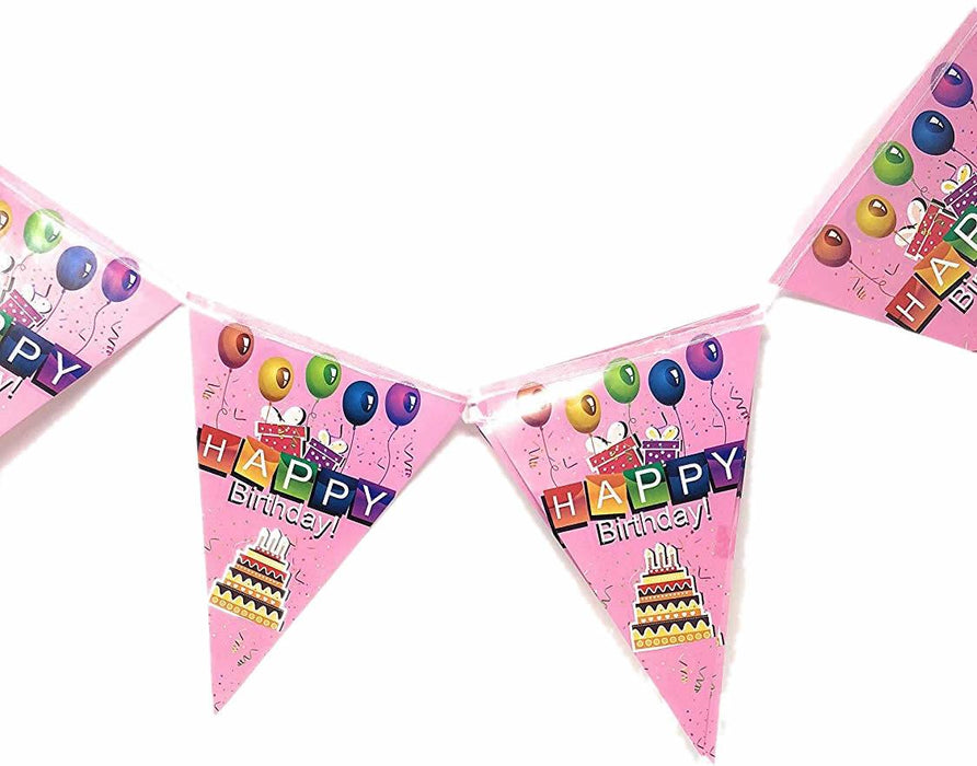 Happy Birthday Wimpelkette, rosa - Tortendekoshop