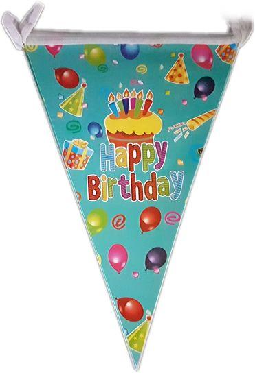 Happy Birthday Wimpelkette turkis - Tortendekoshop
