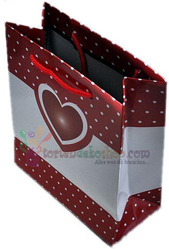 Herz figüren Karton Geschenktüte, 14x17cm - Tortendekoshop