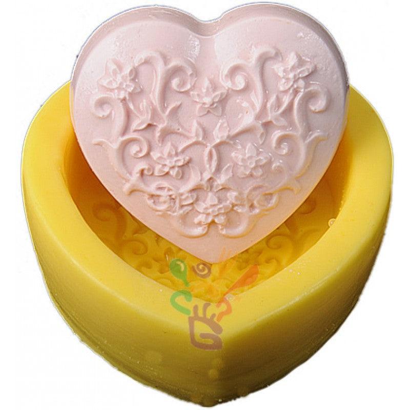 Herz mit Blumen Thema Silikonform - Tortendekoshop