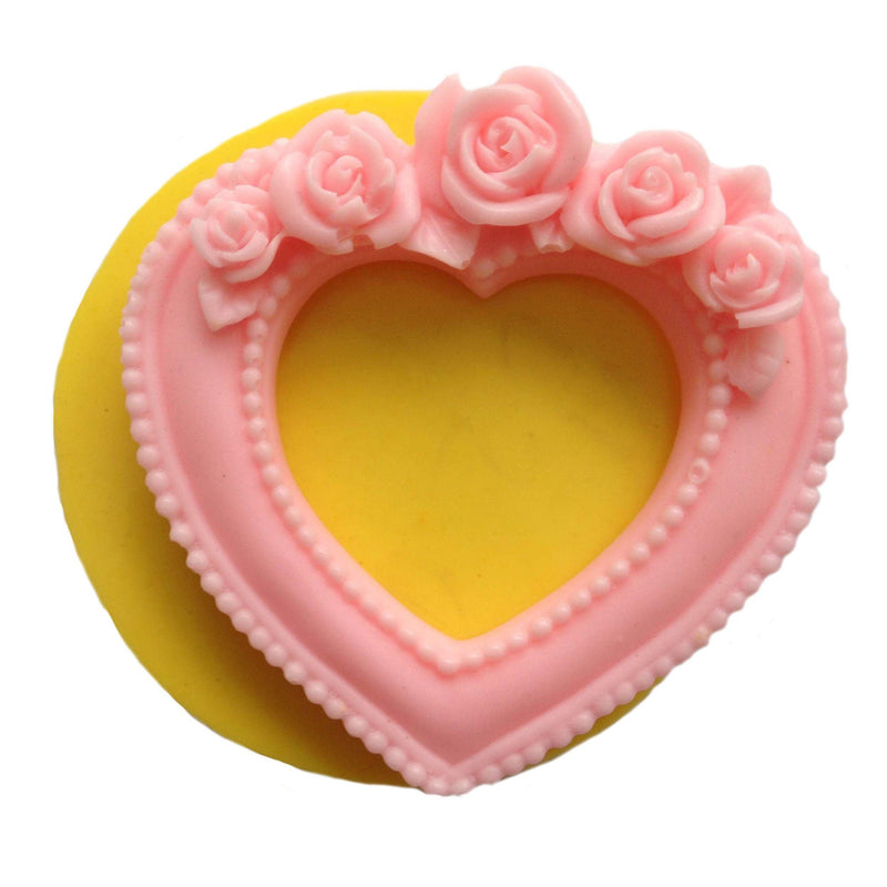 Herzrahmen mit Rosen Silikonform - Tortendekoshop