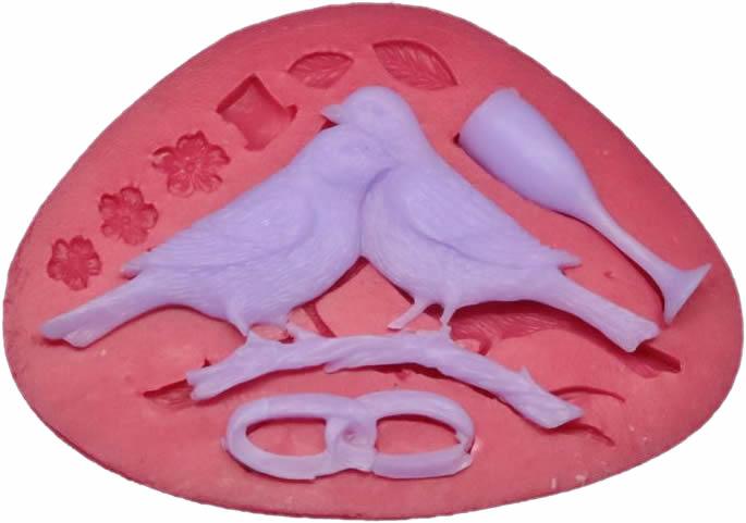 Hochzeit Silikonform mit Vogel - Tortendekoshop