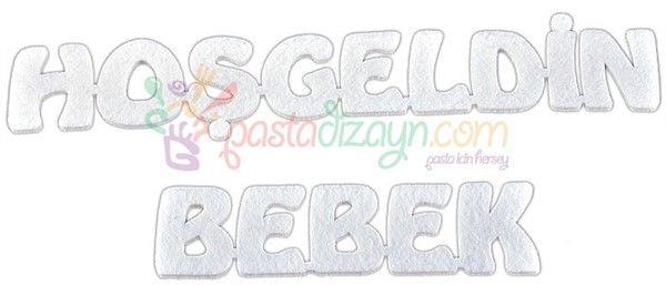 Hosgeldin Bebek Filz Deko, weiß - Tortendekoshop
