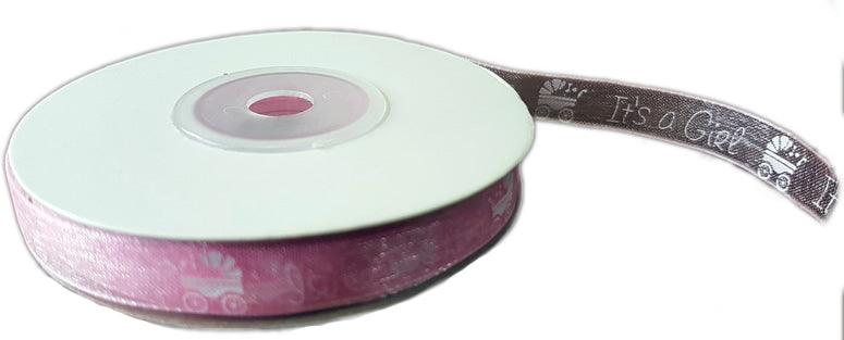 Its a Girl, Baby Wagen Organza Schleifenband - Tortendekoshop
