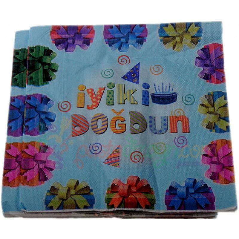 Iyiki Dogdun bedruckte Servietten blau - Tortendekoshop