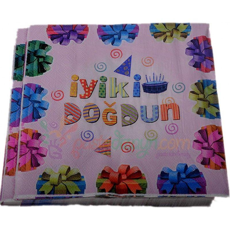 Iyiki Dogdun bedruckte Servietten rosa - Tortendekoshop