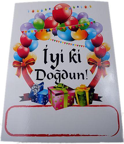 İyiki Doğdun (Happy Birthday) Karton Tür Plakat ,34x48 cm - Tortendekoshop