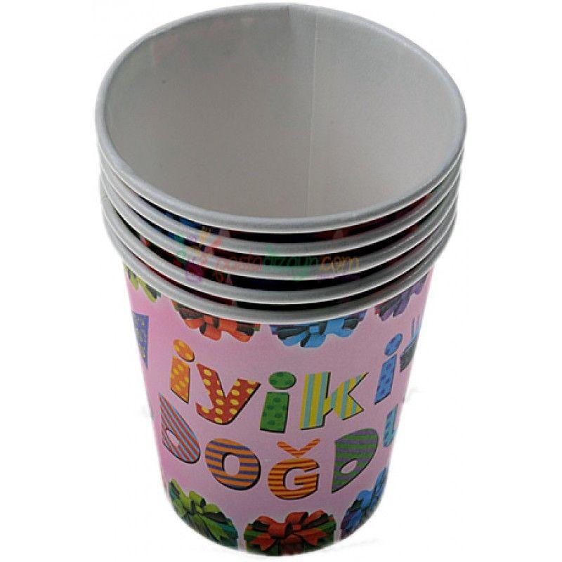 Iyiki Dogdun Pappbecher rosa - Tortendekoshop