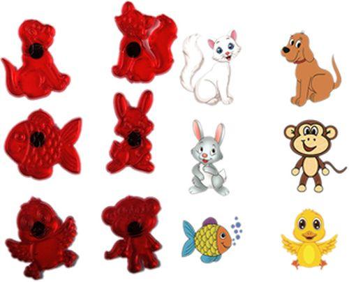 Katze, Hase, Hund, Fisch, Affe, Vogel Patchwork Stempel Set - Tortendekoshop