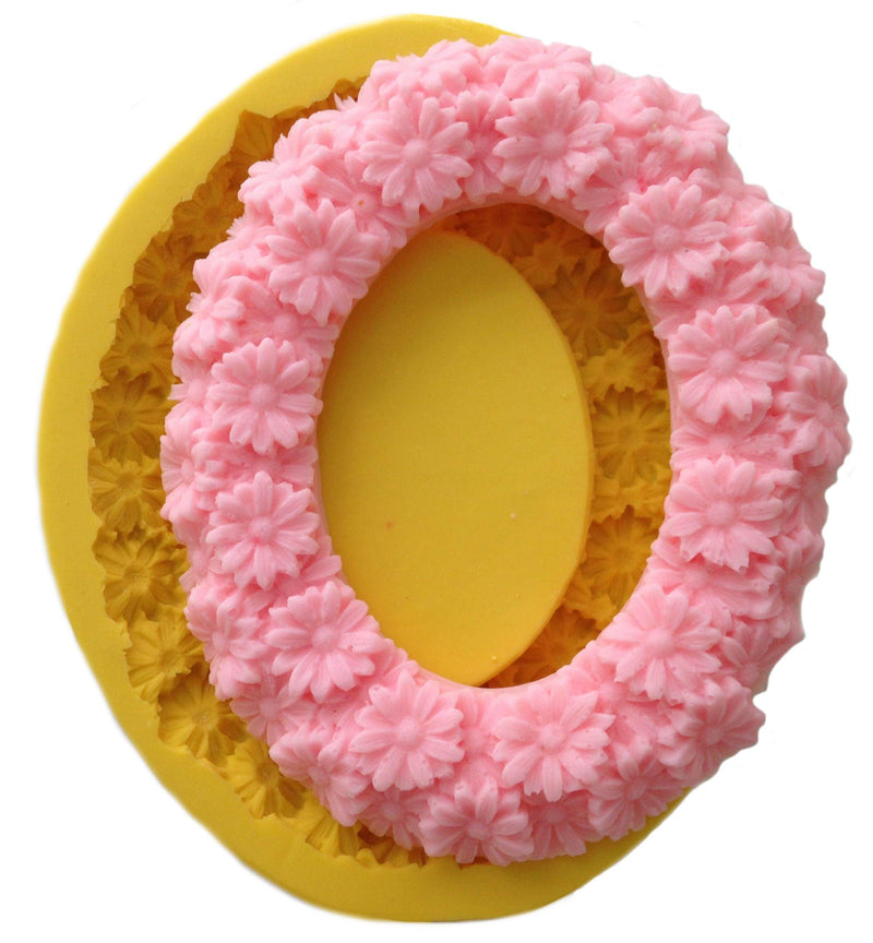 Margeriten Bilderrahmen Oval Silikonform, gross - Tortendekoshop