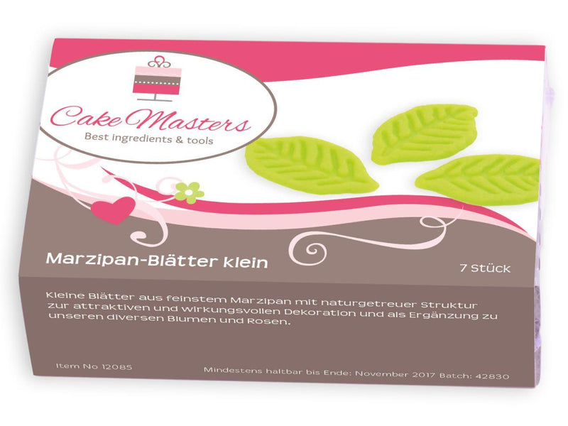 Marzipan Blätter,7 Stück, klein - Tortendekoshop