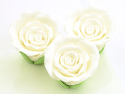 Marzipan Rosen 50mm weiß, 3 Stück - Tortendekoshop