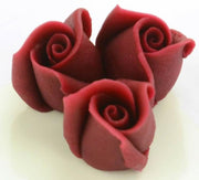 Marzipan Rosen klein bordeaux, 4 Stück - Tortendekoshop