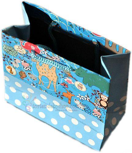Blau Zoo Tiere Karton Geschenktüte - Tortendekoshop