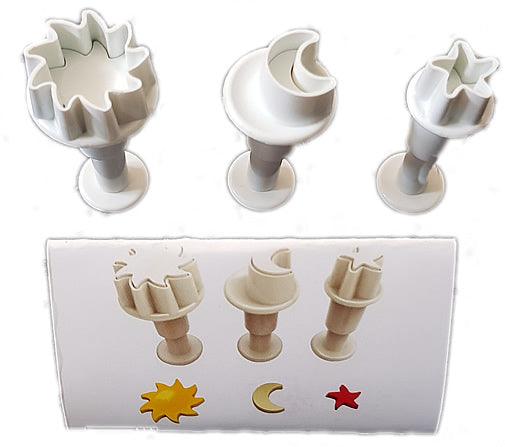 Mini Sonne, Mond, Stern Ausstecher Set - Tortendekoshop