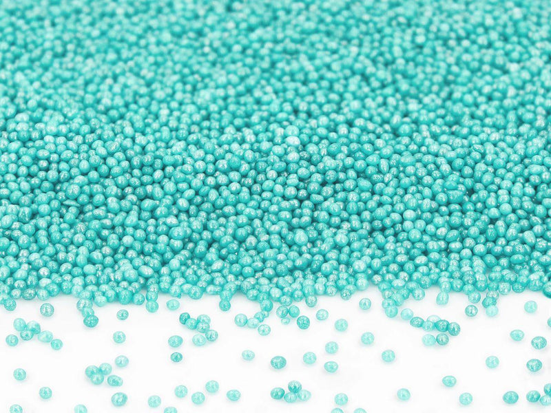 Mini Zucker Perlen türkis, glimmer, 90g - Tortendekoshop