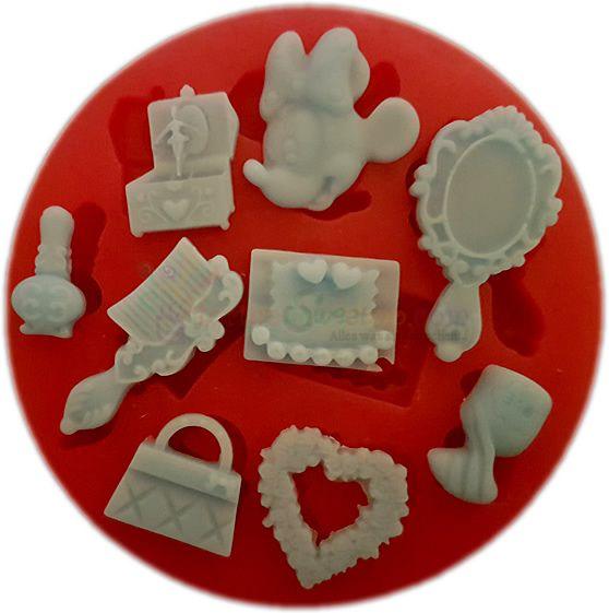 Minnie Mouse, Bürste, Spiegel, Tasche Silikonform - Tortendekoshop