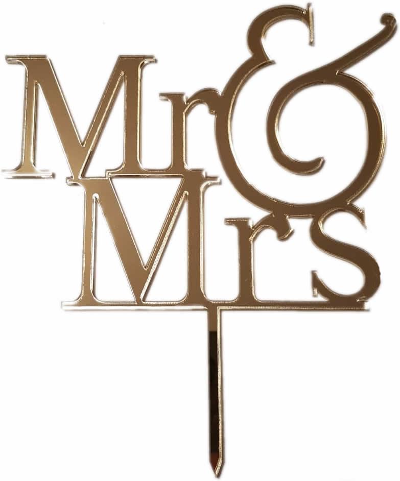 Mr, Mrs Cake Topper, Gold - Tortendekoshop