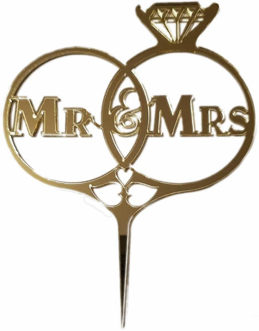Mr, Mrs Eheringe Cake Topper, Gold - Tortendekoshop