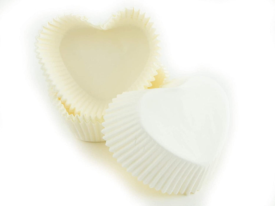 Muffinkapseln Herzform, weiß, 36 Stück - Tortendekoshop