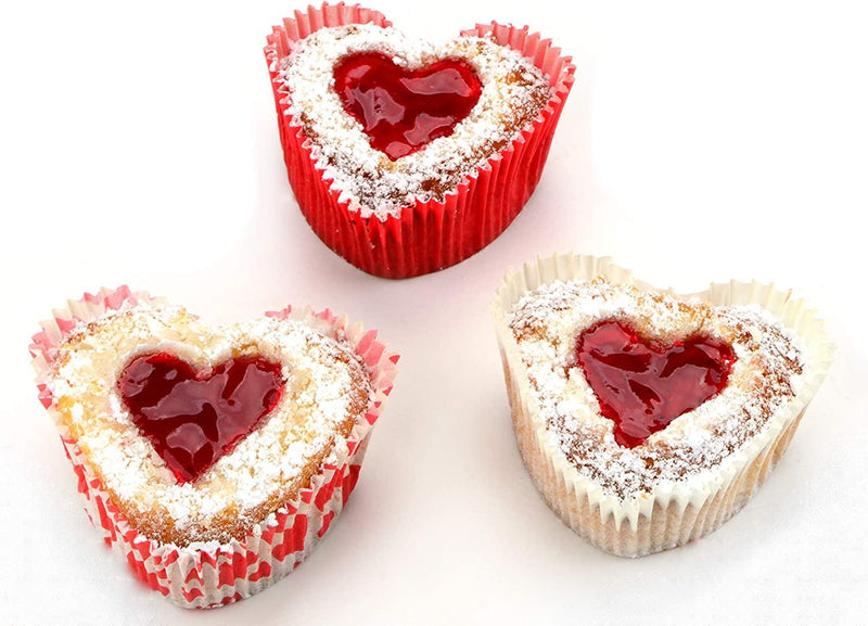 Muffinkapseln Herzform, weiß, 36 Stück - Tortendekoshop