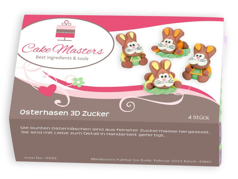 Oster hasen 3D Zucker, 4 Stück - Tortendekoshop
