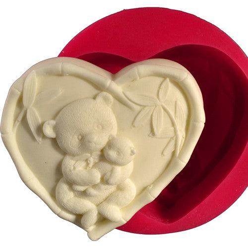 Pandabär mit Baby Silikonform - Tortendekoshop