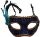 Party Maske blau mit Federn - Tortendekoshop