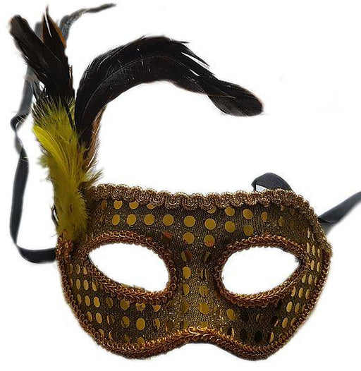 Party Maske Gold mit Federn - Tortendekoshop