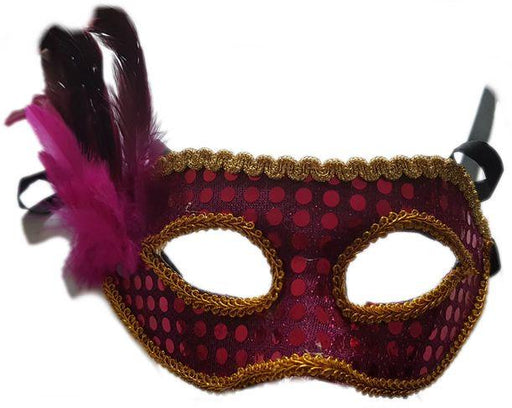 Party Maske pink mit Federn - Tortendekoshop