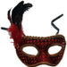 Party Maske rot mit Federn - Tortendekoshop