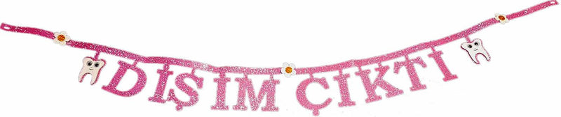 Pink Disim Cikti, erster Zahn, Glitzer Filz Türdeko - Tortendekoshop