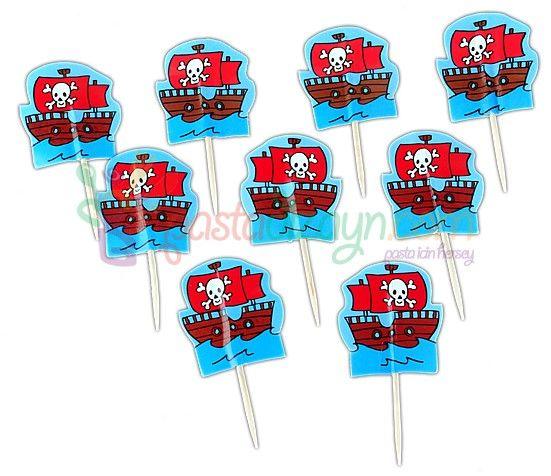 Piraten Schiff Deko Kuchen Topper, Cupcake Picks - Tortendekoshop