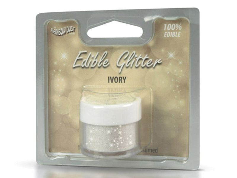 Rainbow Dust Glitzerpulver essbar Ivory, 5g - Tortendekoshop