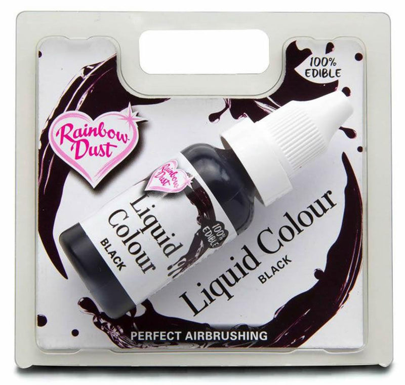 Rainbow Dust Lebensmittelfarbe Airbrush black, Schwarz, 16ml - Tortendekoshop
